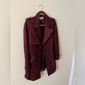 Magaschoni Rich Burgundy Velvet Trench Coat